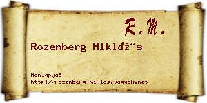 Rozenberg Miklós névjegykártya